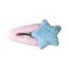 A pink plush hairpin with blue star decorations, a cute girl's headwear, can be worn alone Item Picture